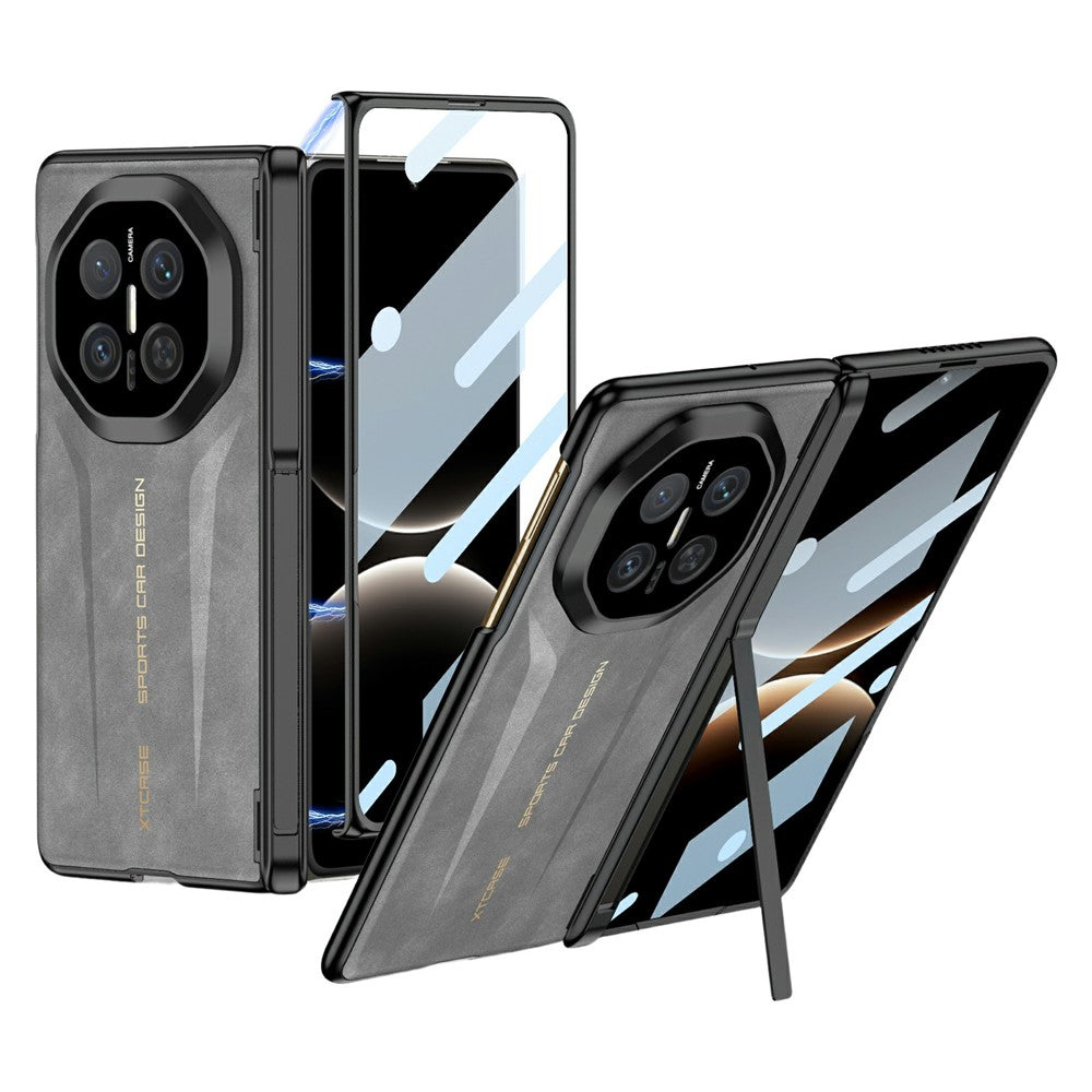 GKK For Huawei Mate X7 Case Magnetic Hinge Protection PC PU Leather Tempered Glass Phone Cover with Alloy Kickstand