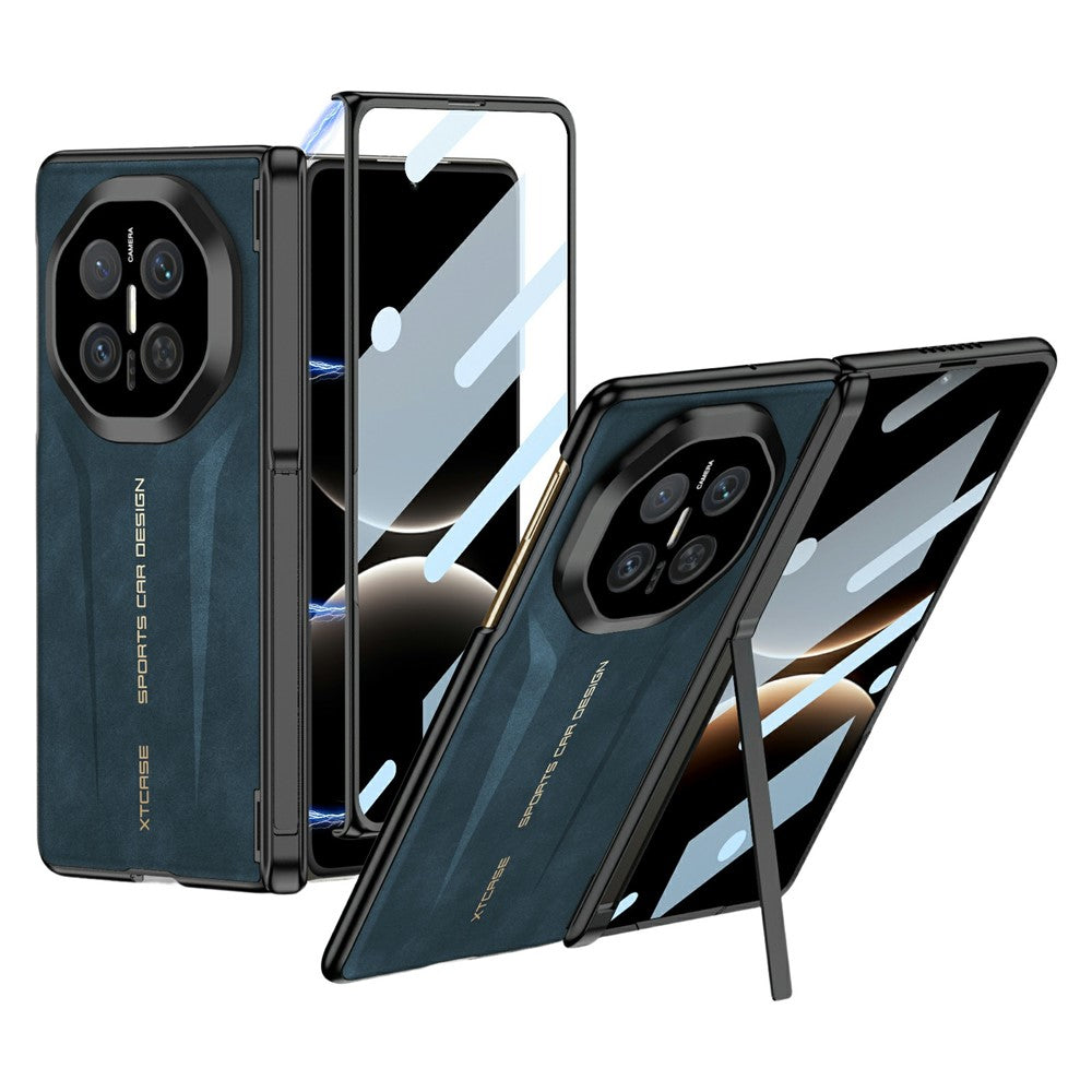 GKK For Huawei Mate X7 Case Magnetic Hinge Protection PC PU Leather Tempered Glass Phone Cover with Alloy Kickstand