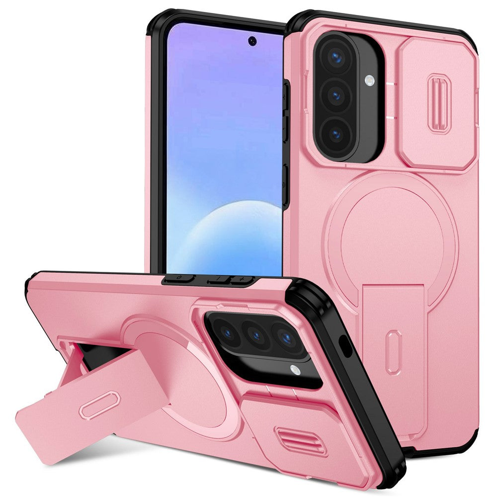 Til Samsung Galaxy A57 5G Magnetisk Cover med Støttefod og Kamera Slider PC + TPU Telefoncover