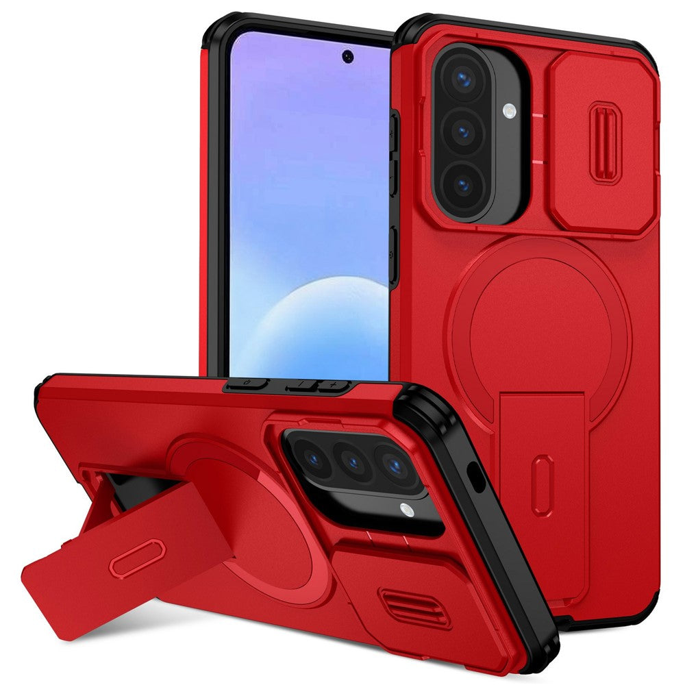Til Samsung Galaxy A57 5G Magnetisk Cover med Støttefod og Kamera Slider PC + TPU Telefoncover