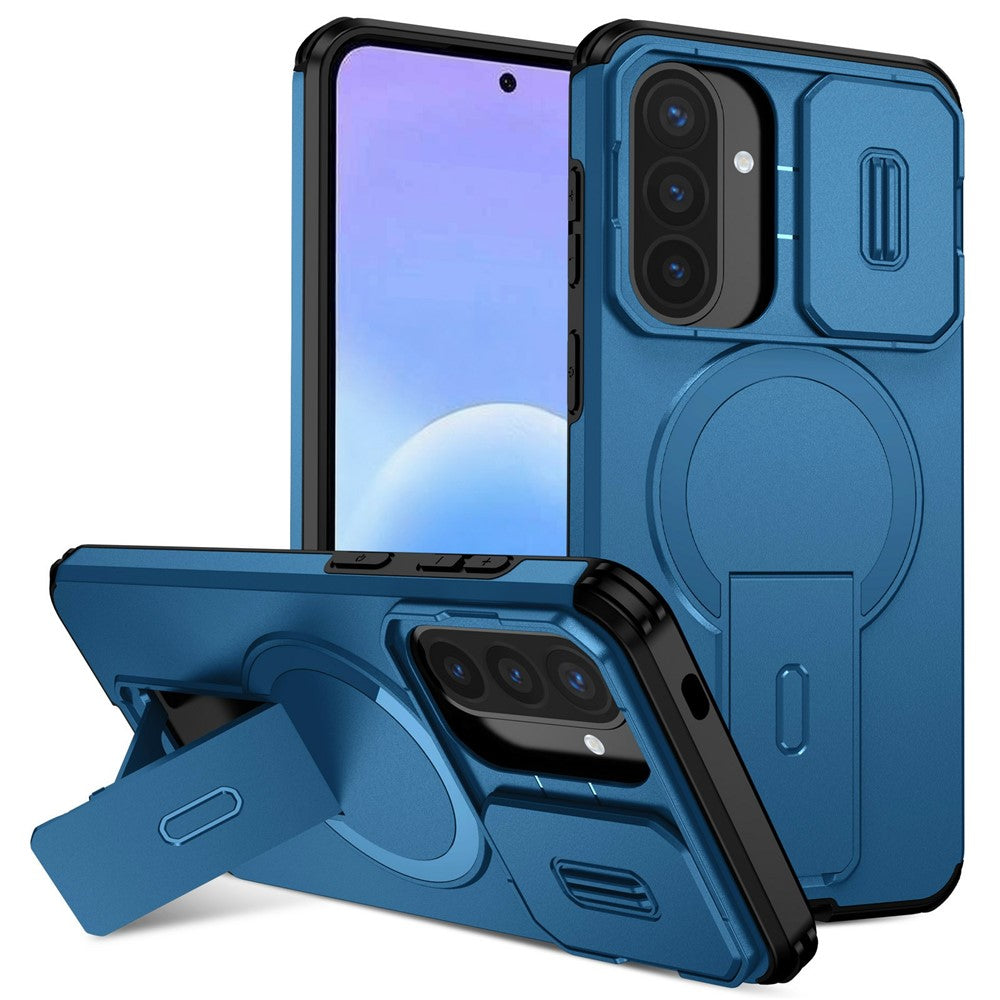 Til Samsung Galaxy A57 5G Magnetisk Cover med Støttefod og Kamera Slider PC + TPU Telefoncover