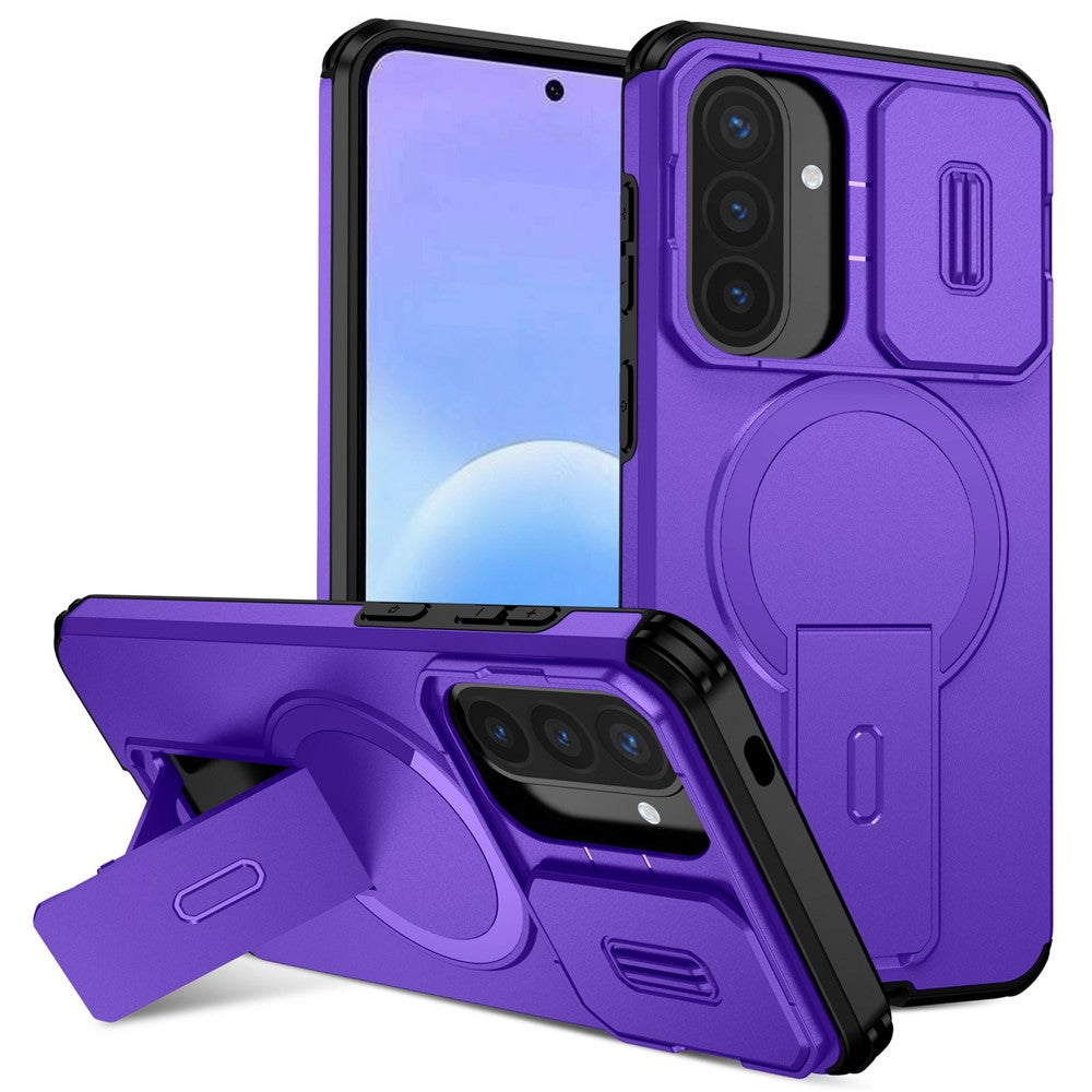 Til Samsung Galaxy A57 5G Magnetisk Cover med Støttefod og Kamera Slider PC + TPU Telefoncover