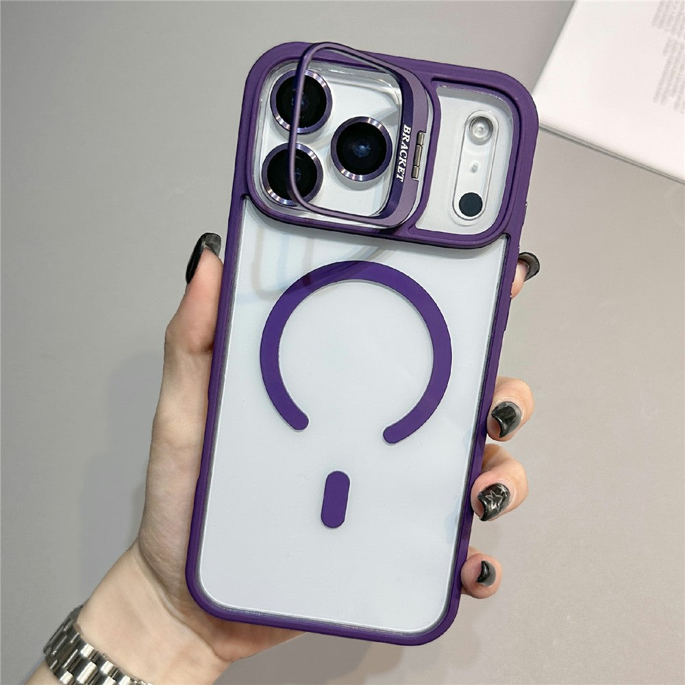 For iPhone 18 Pro / 17 Pro Case Compatible with MagSafe TPU Acrylic Phone Cover with Lens Frame Kickstand / Lens Film