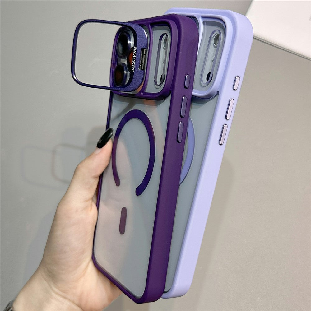 For iPhone 18 Pro / 17 Pro Case Compatible with MagSafe TPU Acrylic Phone Cover with Lens Frame Kickstand / Lens Film