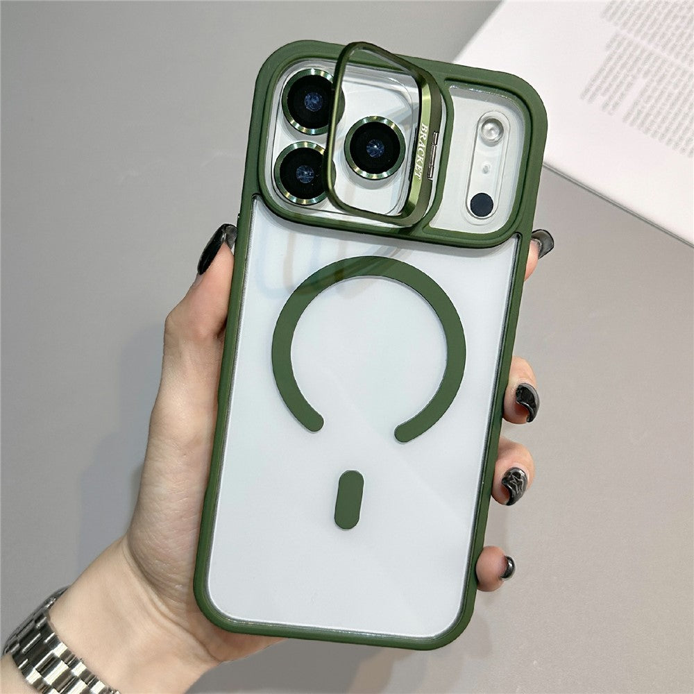 For iPhone 18 Pro / 17 Pro Case Compatible with MagSafe TPU Acrylic Phone Cover with Lens Frame Kickstand / Lens Film