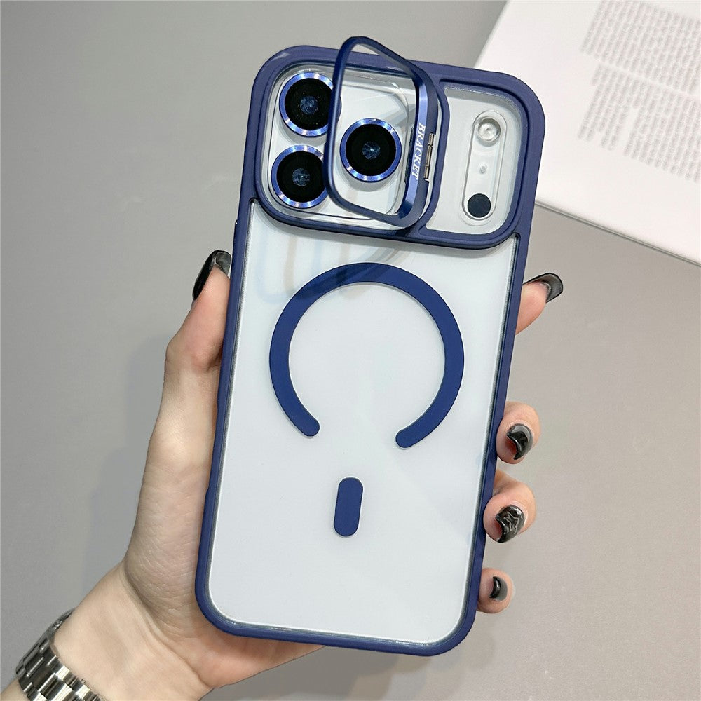 For iPhone 18 Pro / 17 Pro Case Compatible with MagSafe TPU Acrylic Phone Cover with Lens Frame Kickstand / Lens Film