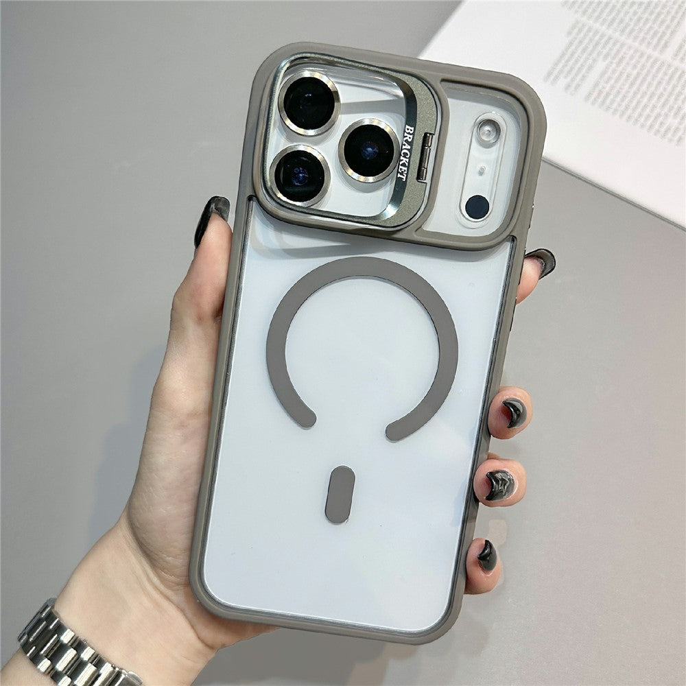 For iPhone 18 Pro / 17 Pro Case Compatible with MagSafe TPU Acrylic Phone Cover with Lens Frame Kickstand / Lens Film