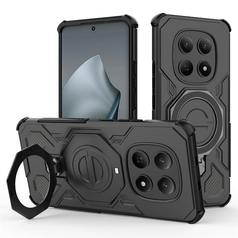 For Xiaomi Redmi Note 15 4G (Global) Magnetic Case Rotating Metal Kickstand Shockproof PC + TPU Phone Back Cover