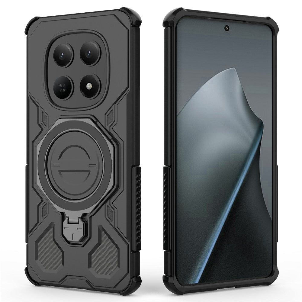For Xiaomi Redmi Note 15 4G (Global) Magnetic Case Rotating Metal Kickstand Shockproof PC + TPU Phone Back Cover