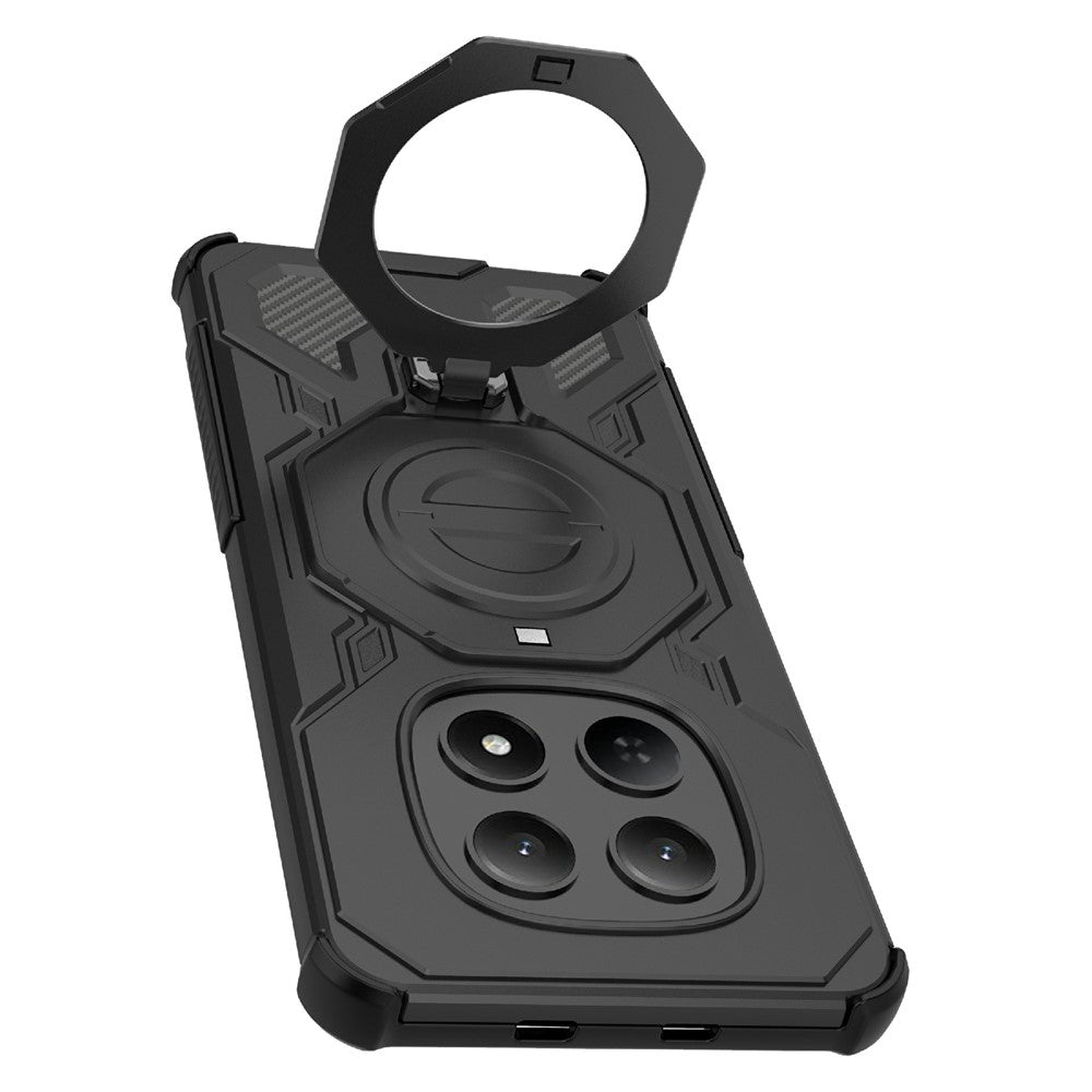 For Xiaomi Redmi Note 15 4G (Global) Magnetic Case Rotating Metal Kickstand Shockproof PC + TPU Phone Back Cover