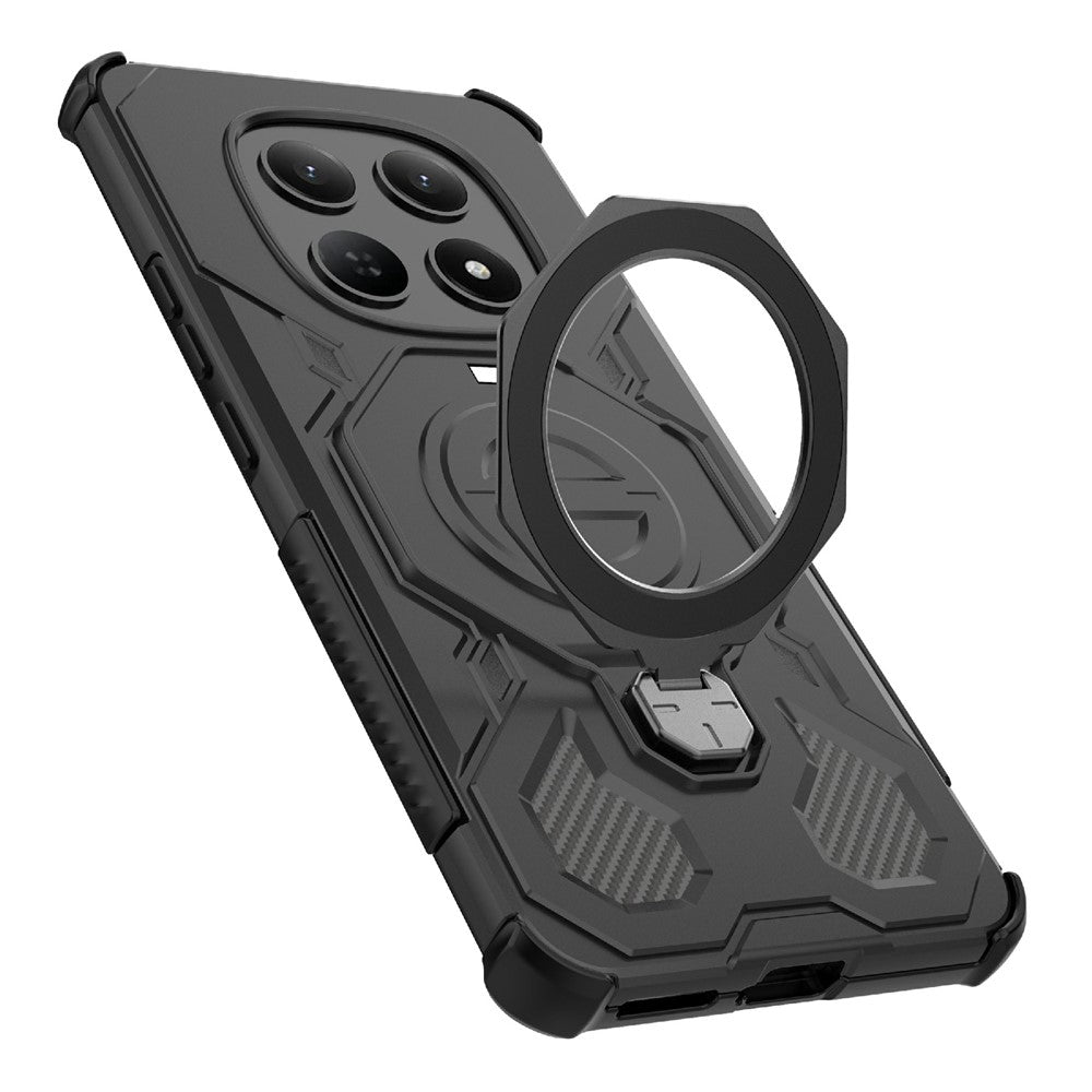 For Xiaomi Redmi Note 15 4G (Global) Magnetic Case Rotating Metal Kickstand Shockproof PC + TPU Phone Back Cover