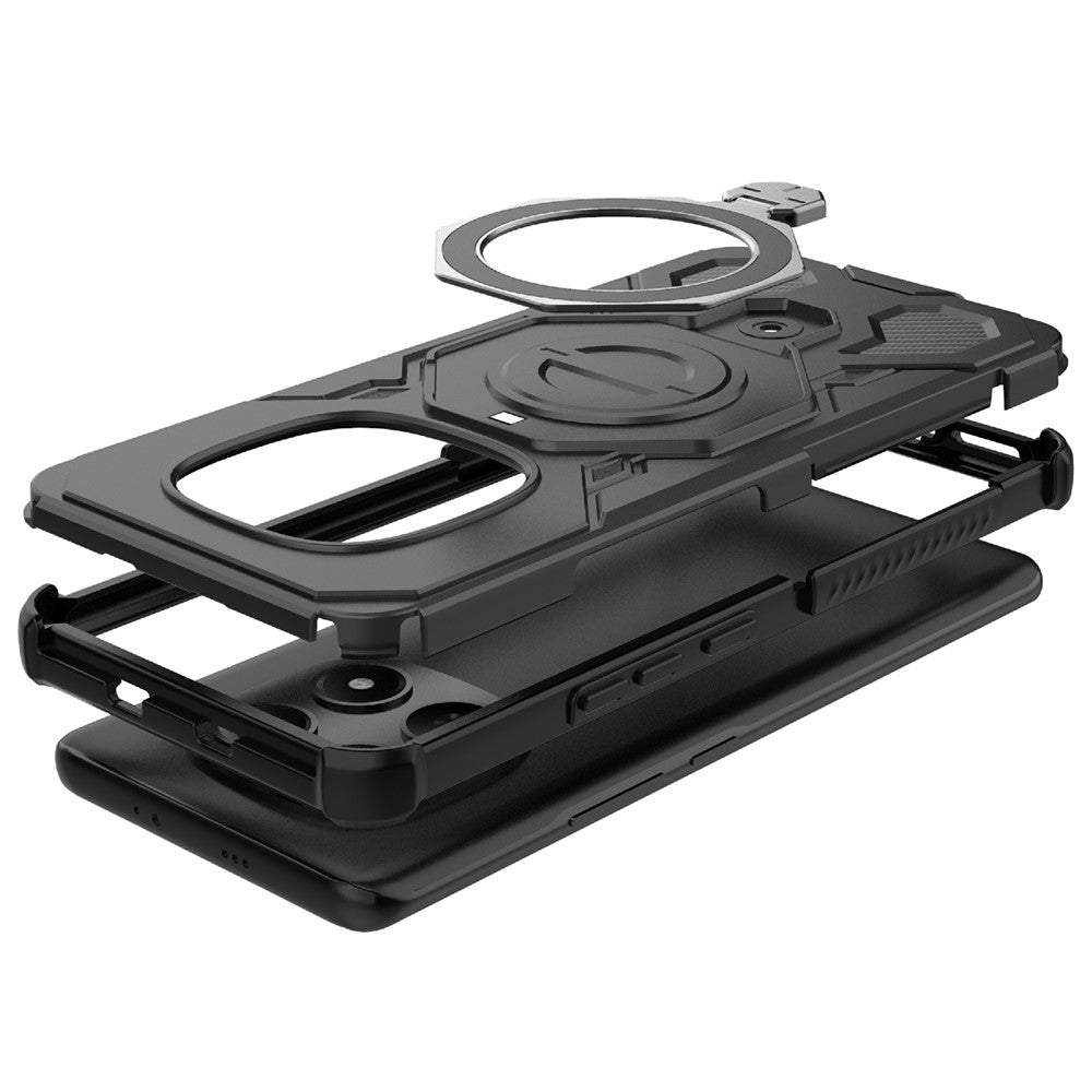 For Xiaomi Redmi Note 15 4G (Global) Magnetic Case Rotating Metal Kickstand Shockproof PC + TPU Phone Back Cover