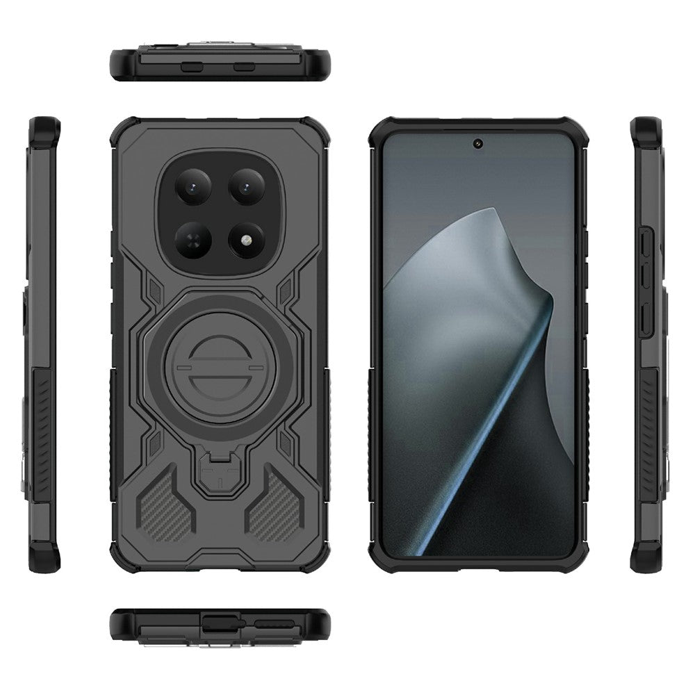 For Xiaomi Redmi Note 15 4G (Global) Magnetic Case Rotating Metal Kickstand Shockproof PC + TPU Phone Back Cover