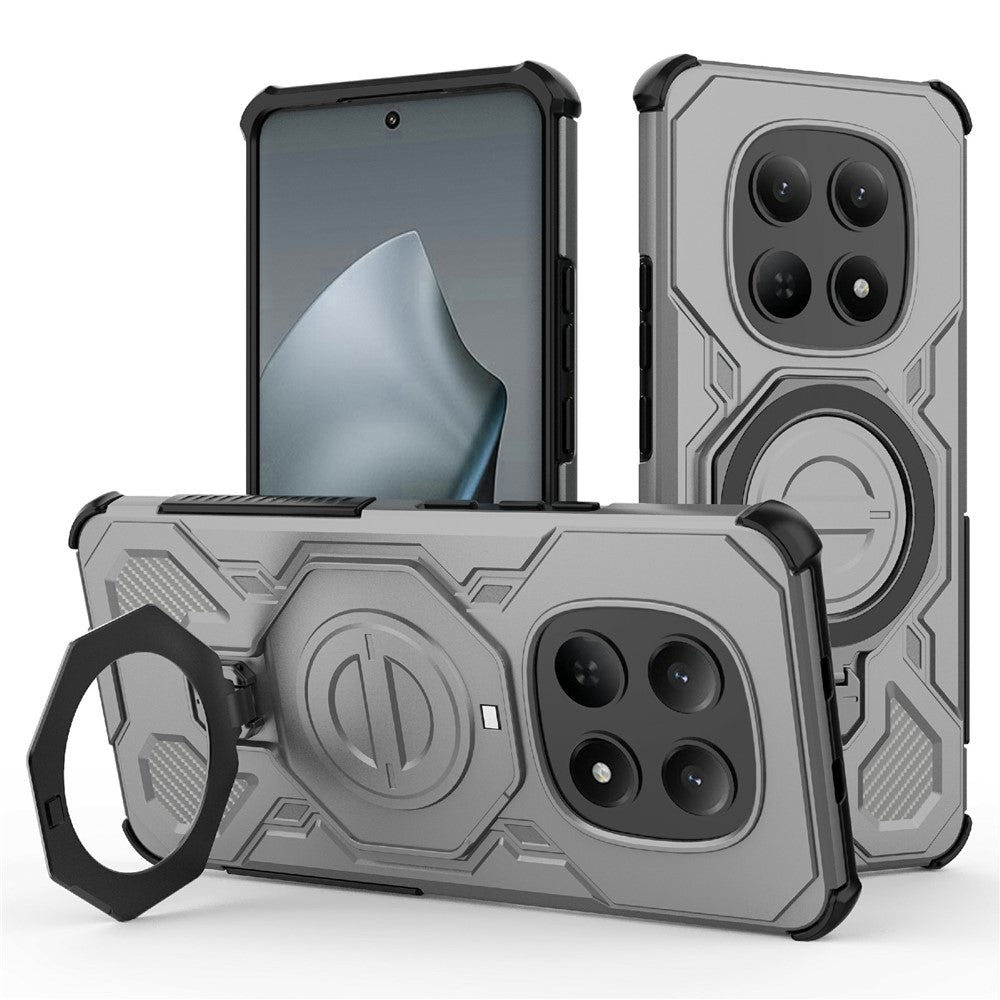 For Xiaomi Redmi Note 15 4G (Global) Magnetic Case Rotating Metal Kickstand Shockproof PC + TPU Phone Back Cover