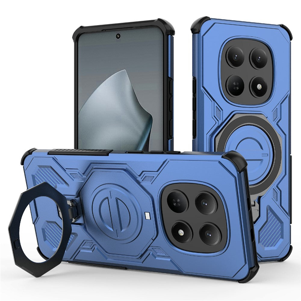 For Xiaomi Redmi Note 15 4G (Global) Magnetic Case Rotating Metal Kickstand Shockproof PC + TPU Phone Back Cover