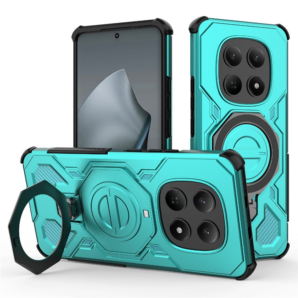 For Xiaomi Redmi Note 15 4G (Global) Magnetic Case Rotating Metal Kickstand Shockproof PC + TPU Phone Back Cover