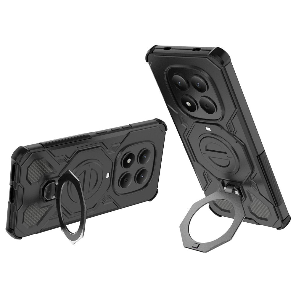 For Xiaomi Redmi Note 15 Pro 4G (Global) Magnetic Case Rotating Metal Kickstand Shockproof PC + TPU Phone Back Cover
