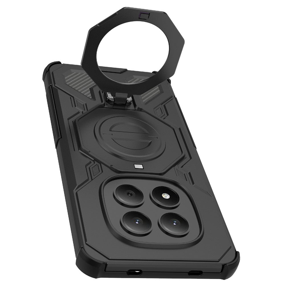 For Xiaomi Redmi Note 15 Pro 4G (Global) Magnetic Case Rotating Metal Kickstand Shockproof PC + TPU Phone Back Cover