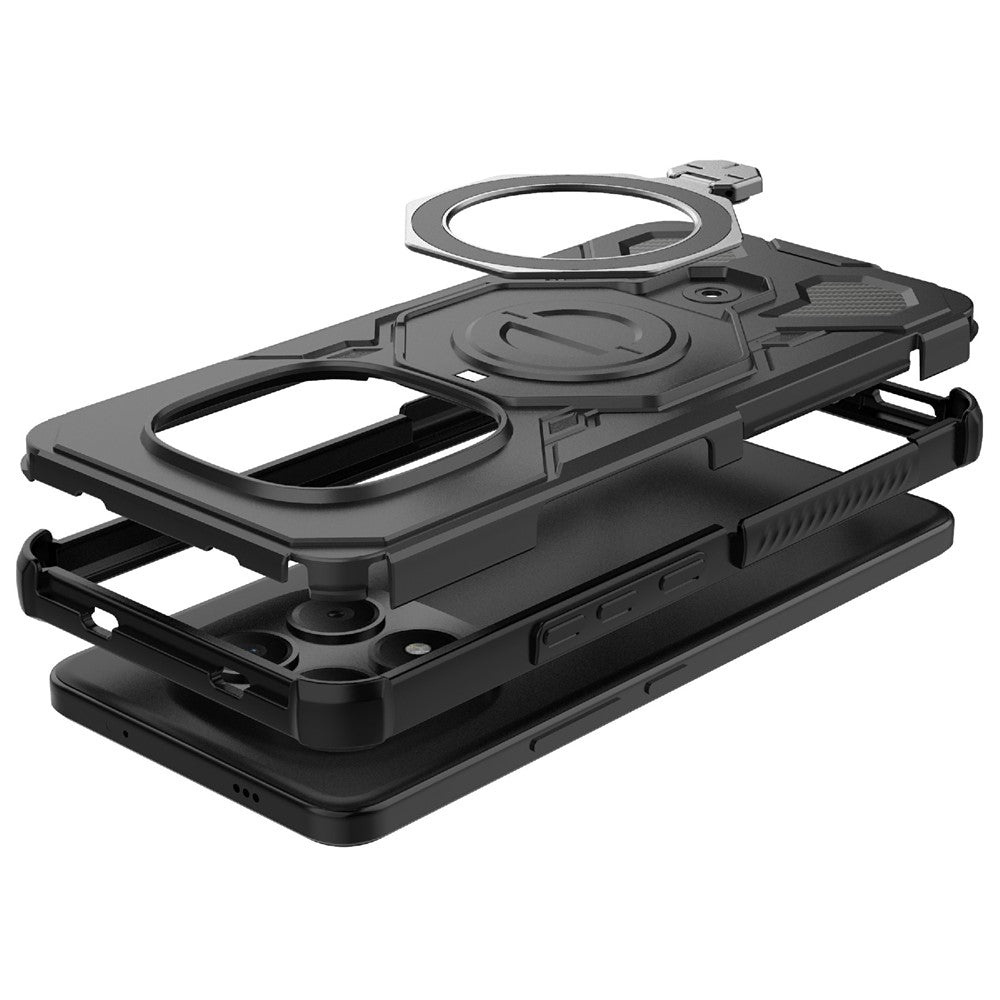 Xiaomi Redmi Note 15 Pro 4G (Global) Magnetiskt Skal Roterande Metallstöd Stötsäkert PC + TPU mobil Baksida