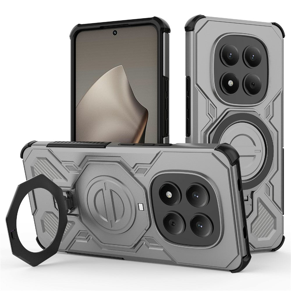 For Xiaomi Redmi Note 15 Pro 4G (Global) Magnetic Case Rotating Metal Kickstand Shockproof PC + TPU Phone Back Cover