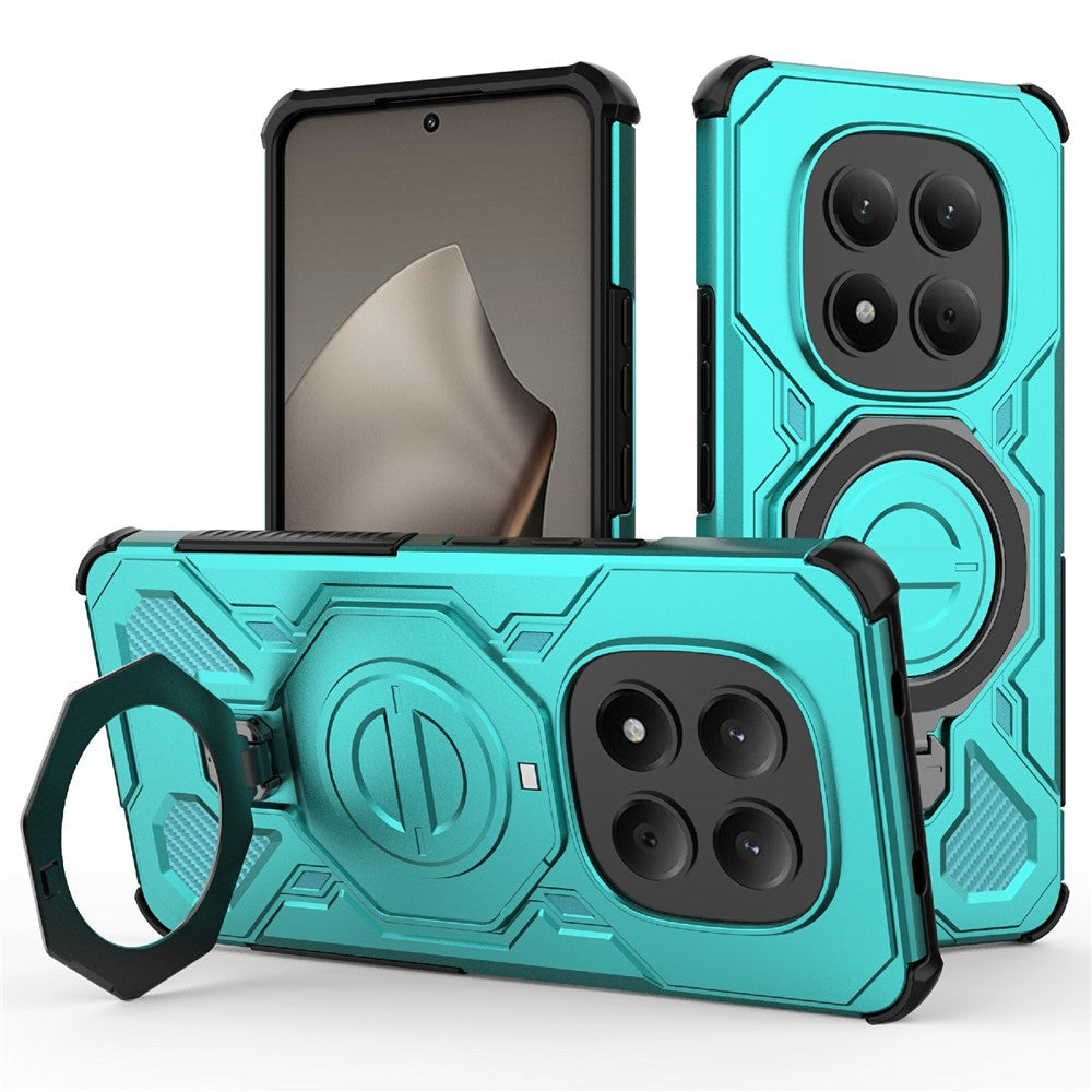 For Xiaomi Redmi Note 15 Pro 4G (Global) Magnetic Case Rotating Metal Kickstand Shockproof PC + TPU Phone Back Cover