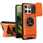 For Motorola Edge 70 5G Magnetic Case Ring Holder Foldable Kickstand TPU PC Phone Cover with Camera Lens Slider
