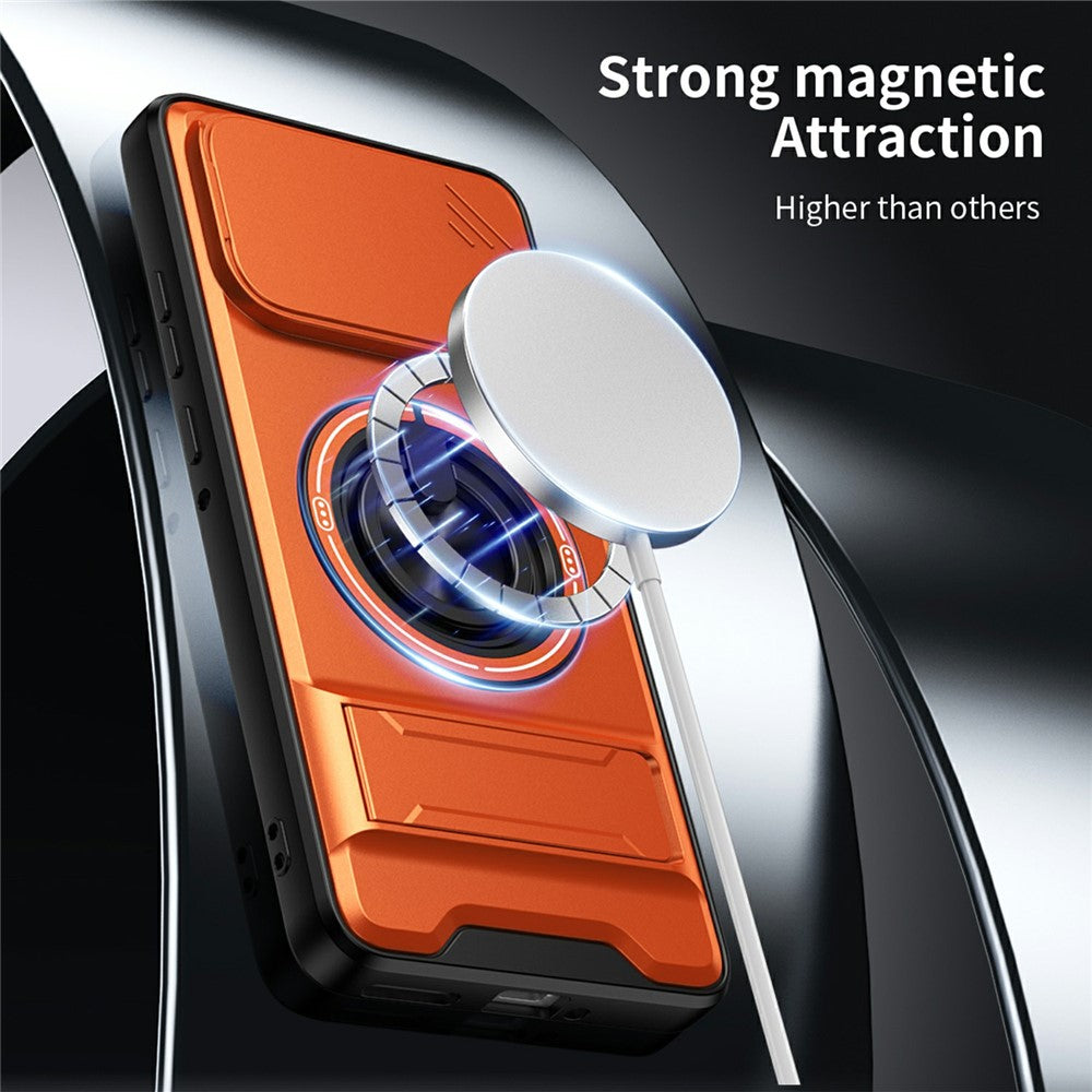 For Motorola Edge 70 5G Magnetic Case Ring Holder Foldable Kickstand TPU PC Phone Cover with Camera Lens Slider