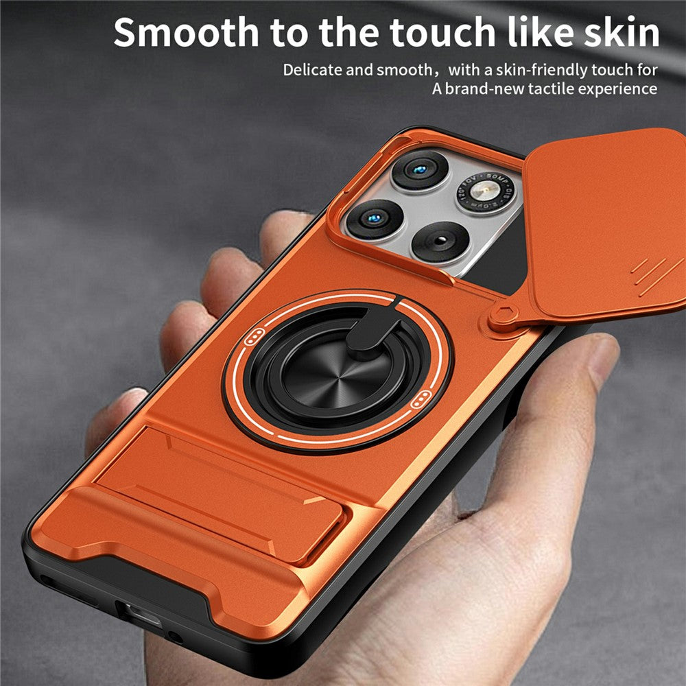 For Motorola Edge 70 5G Magnetic Case Ring Holder Foldable Kickstand TPU PC Phone Cover with Camera Lens Slider
