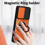 For OnePlus 15R 5G Magnetic Case Ring Holder Foldable Kickstand TPU PC Phone Cover with Camera Lens Slider