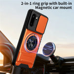 For OnePlus 15R 5G Magnetic Case Ring Holder Foldable Kickstand TPU PC Phone Cover with Camera Lens Slider