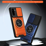 For OnePlus 15R 5G Magnetic Case Ring Holder Foldable Kickstand TPU PC Phone Cover with Camera Lens Slider