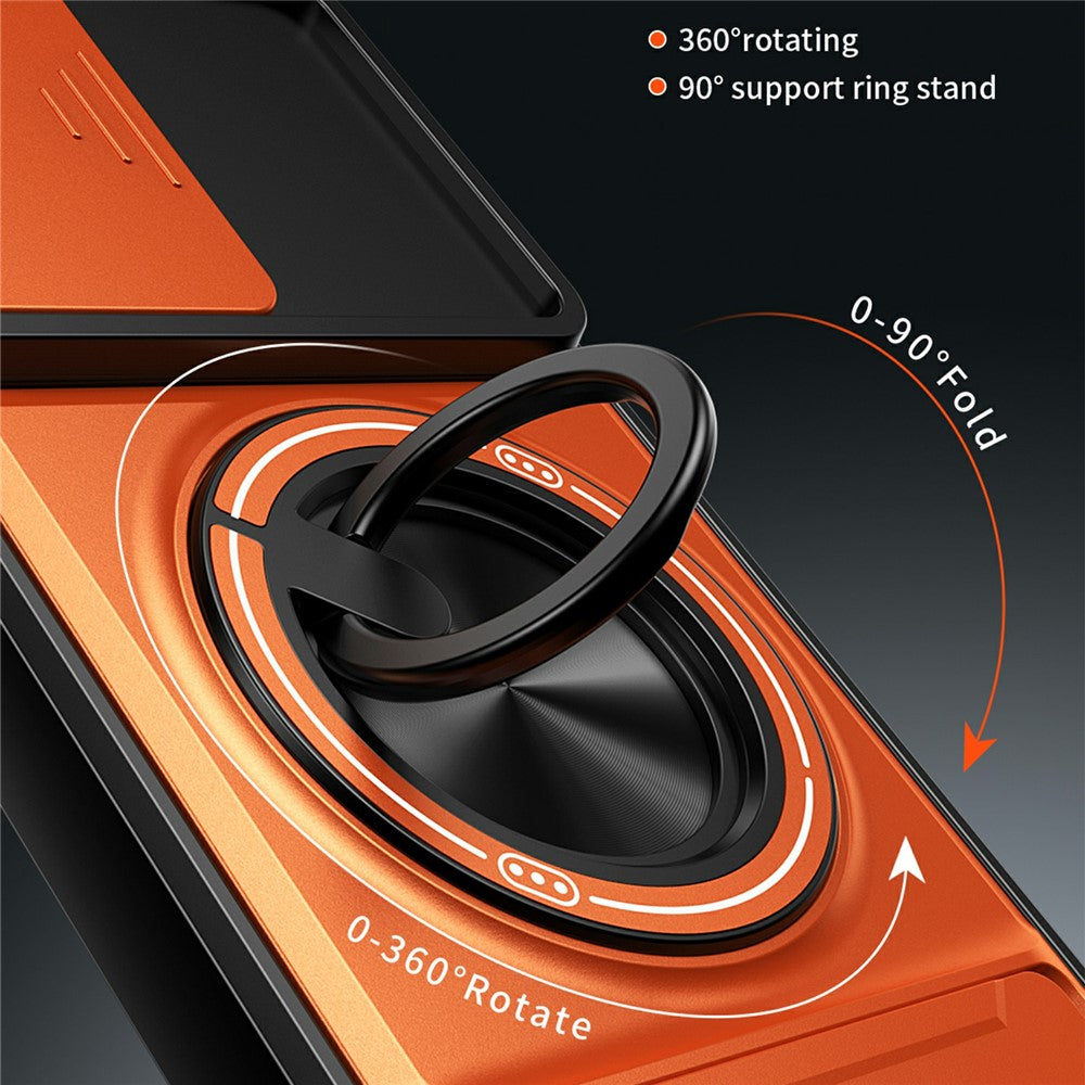 For OnePlus 15R 5G Magnetic Case Ring Holder Foldable Kickstand TPU PC Phone Cover with Camera Lens Slider