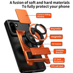 For OnePlus 15R 5G Magnetic Case Ring Holder Foldable Kickstand TPU PC Phone Cover with Camera Lens Slider