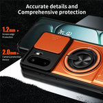 For OnePlus 15R 5G Magnetic Case Ring Holder Foldable Kickstand TPU PC Phone Cover with Camera Lens Slider