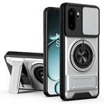 For OnePlus 15R 5G Magnetic Case Ring Holder Foldable Kickstand TPU PC Phone Cover with Camera Lens Slider
