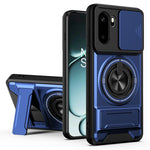For OnePlus 15R 5G Magnetic Case Ring Holder Foldable Kickstand TPU PC Phone Cover with Camera Lens Slider