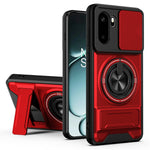 For OnePlus 15R 5G Magnetic Case Ring Holder Foldable Kickstand TPU PC Phone Cover with Camera Lens Slider