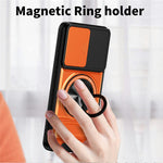 For Oppo Reno15 F 5G Magnetic Case Ring Holder Foldable Kickstand TPU PC Phone Cover with Camera Lens Slider