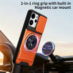 For Oppo Reno15 F 5G Magnetic Case Ring Holder Foldable Kickstand TPU PC Phone Cover with Camera Lens Slider