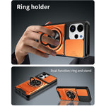 For Oppo Reno15 F 5G Magnetic Case Ring Holder Foldable Kickstand TPU PC Phone Cover with Camera Lens Slider