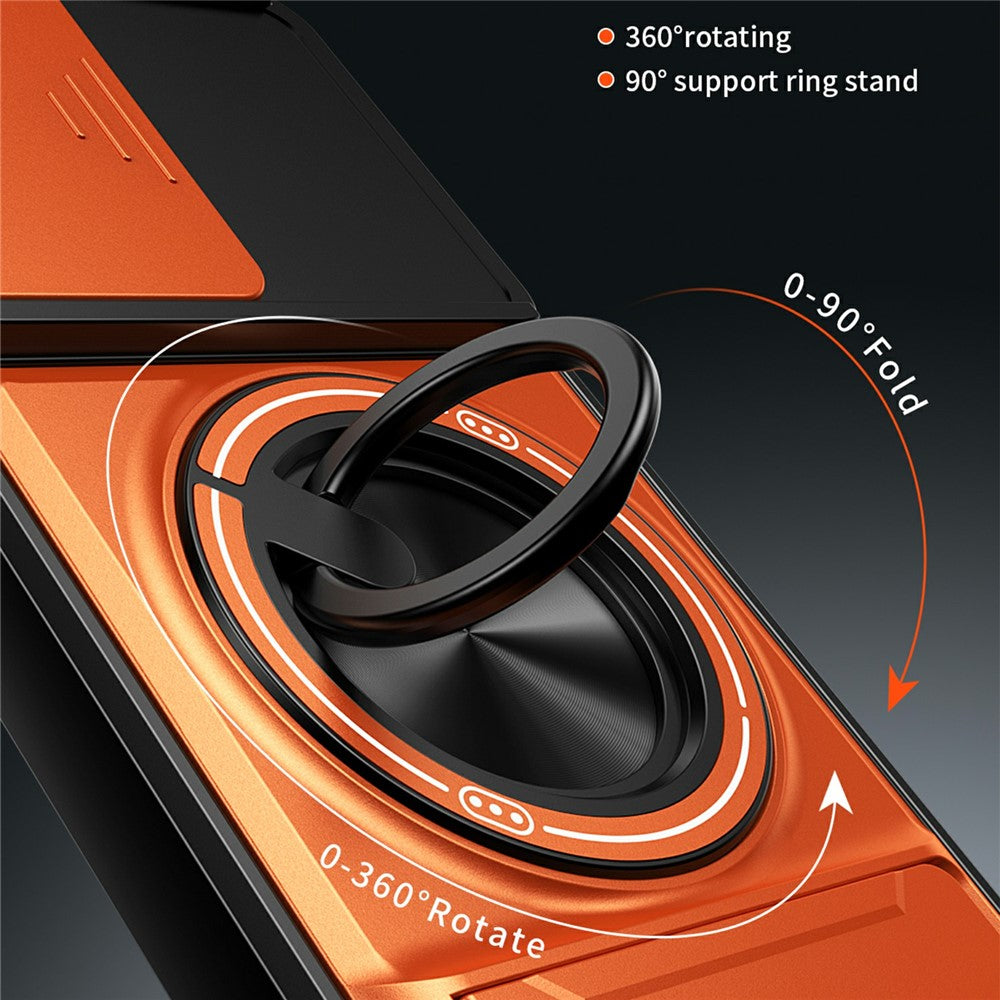 For Oppo Reno15 F 5G Magnetic Case Ring Holder Foldable Kickstand TPU PC Phone Cover with Camera Lens Slider