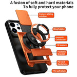 For Oppo Reno15 F 5G Magnetic Case Ring Holder Foldable Kickstand TPU PC Phone Cover with Camera Lens Slider