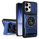For Oppo Reno15 F 5G Magnetic Case Ring Holder Foldable Kickstand TPU PC Phone Cover with Camera Lens Slider