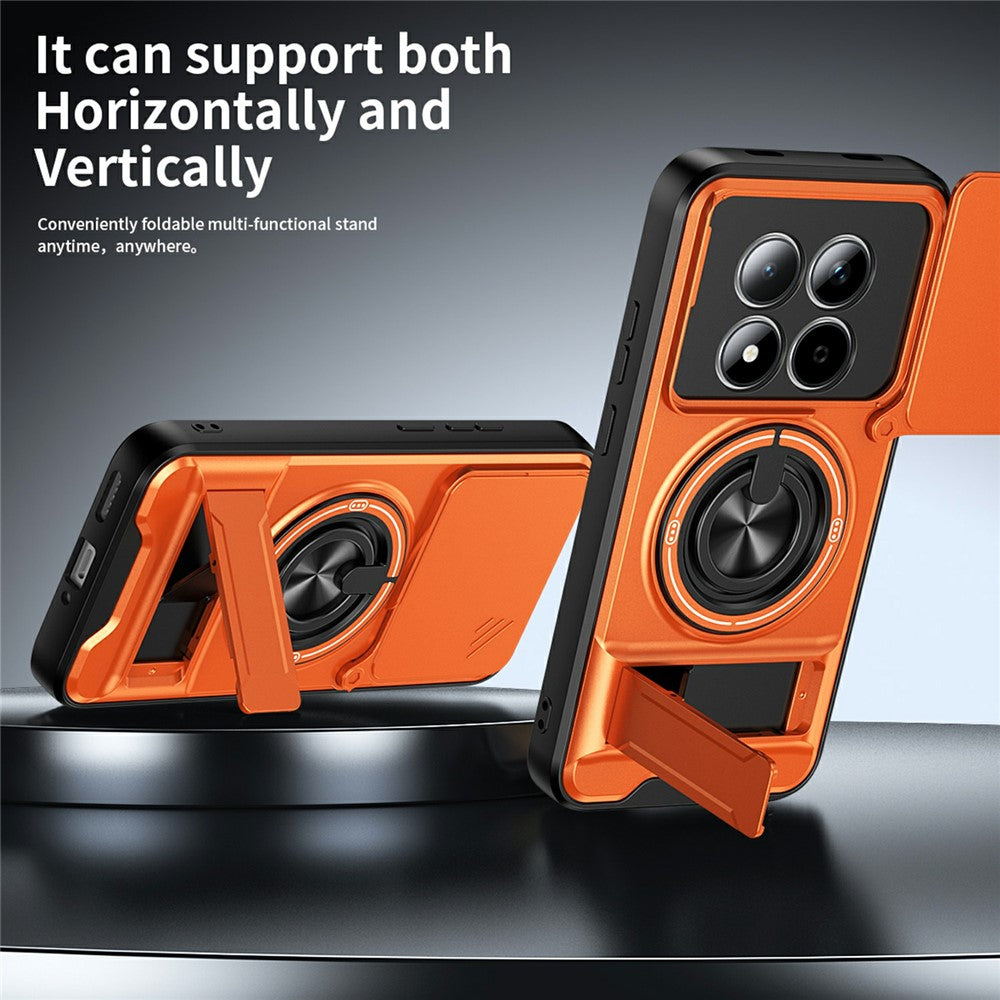 For Xiaomi Redmi Note 15 Pro 5G (Global) Magnetic Case Ring Holder Foldable Kickstand TPU PC Phone Cover with Camera Lens Slider