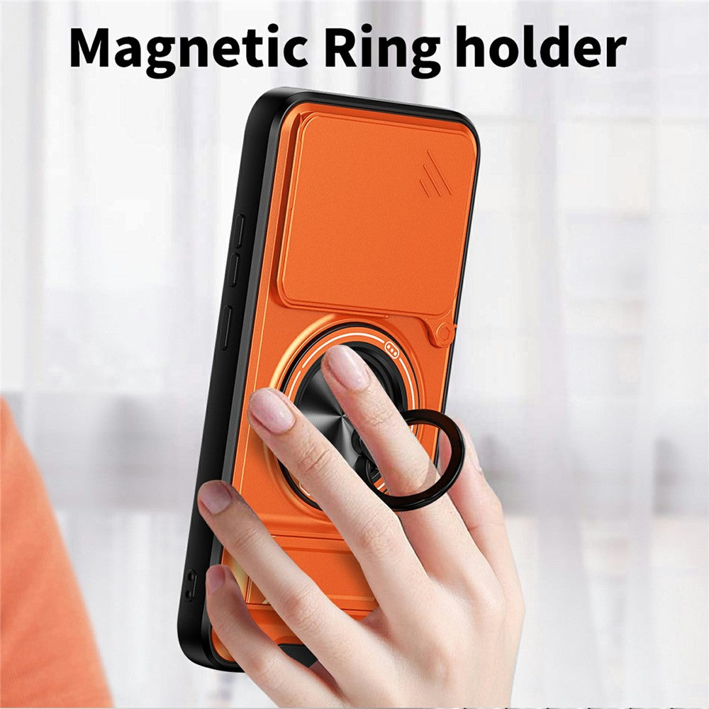 For Xiaomi Redmi Note 15 Pro 5G (Global) Magnetic Case Ring Holder Foldable Kickstand TPU PC Phone Cover with Camera Lens Slider