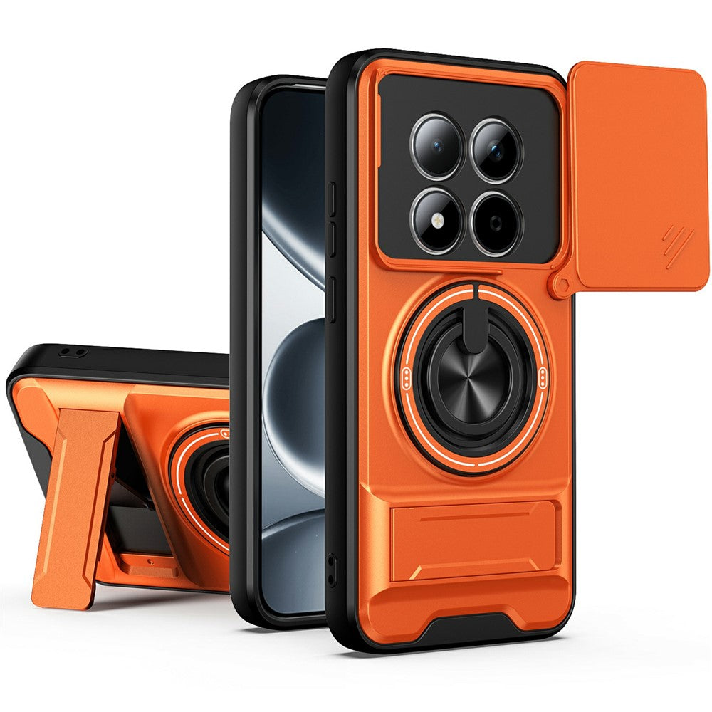For Xiaomi Redmi Note 15 Pro 5G (Global) Magnetic Case Ring Holder Foldable Kickstand TPU PC Phone Cover with Camera Lens Slider