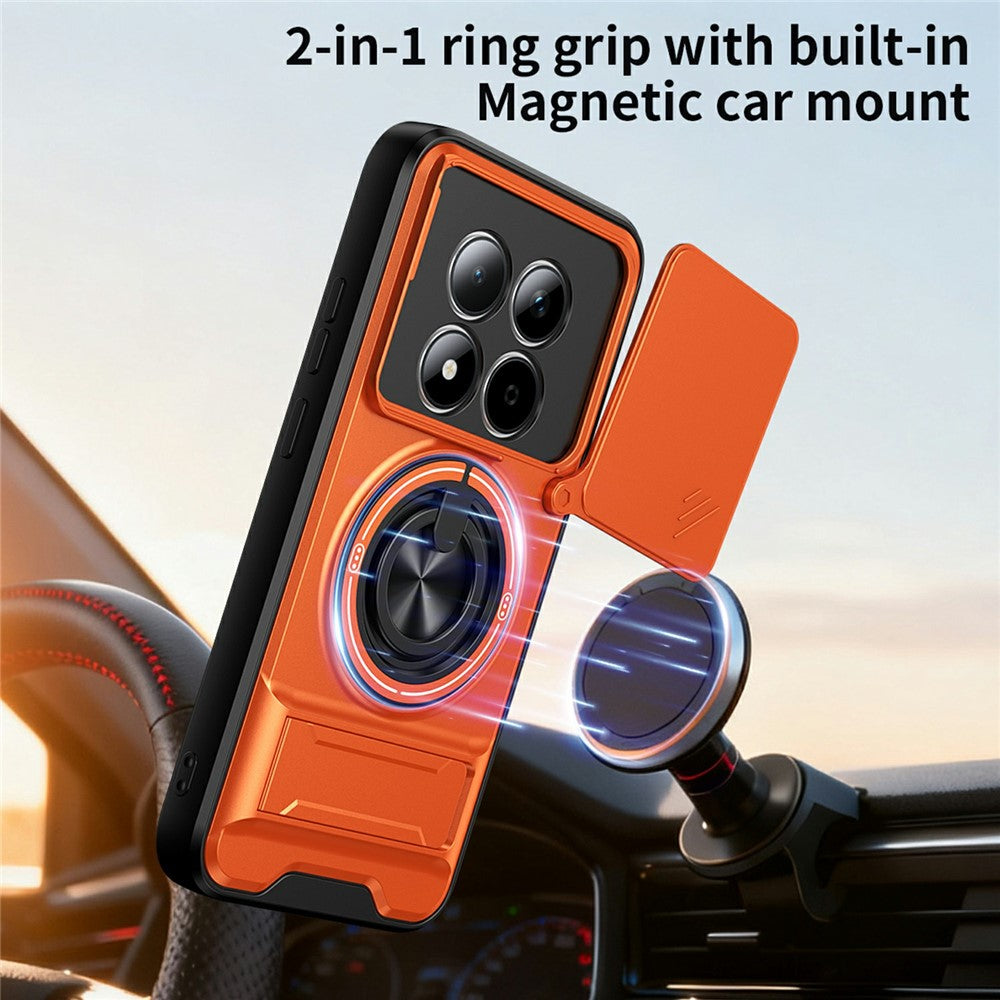 For Xiaomi Redmi Note 15 Pro 5G (Global) Magnetic Case Ring Holder Foldable Kickstand TPU PC Phone Cover with Camera Lens Slider