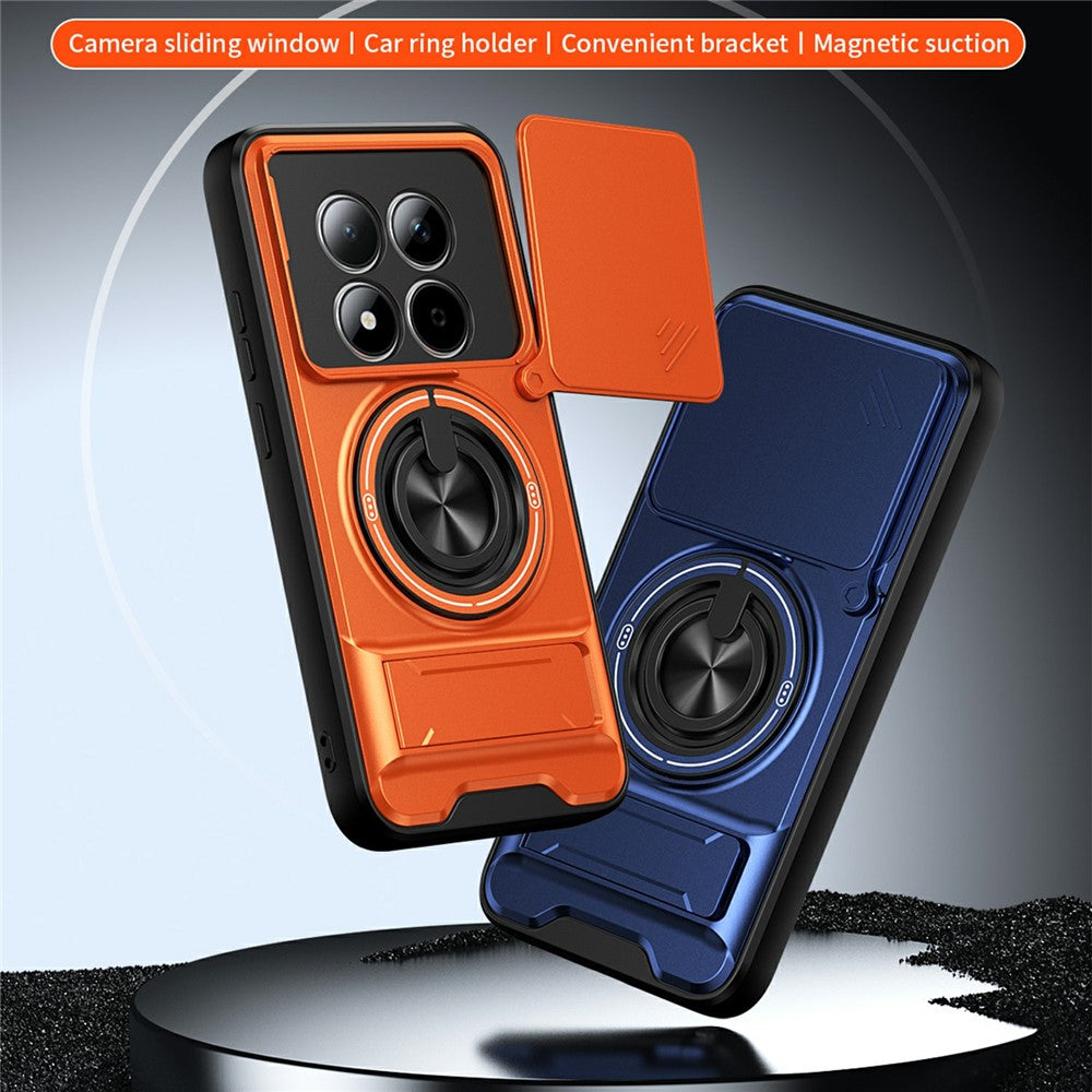 For Xiaomi Redmi Note 15 Pro 5G (Global) Magnetic Case Ring Holder Foldable Kickstand TPU PC Phone Cover with Camera Lens Slider