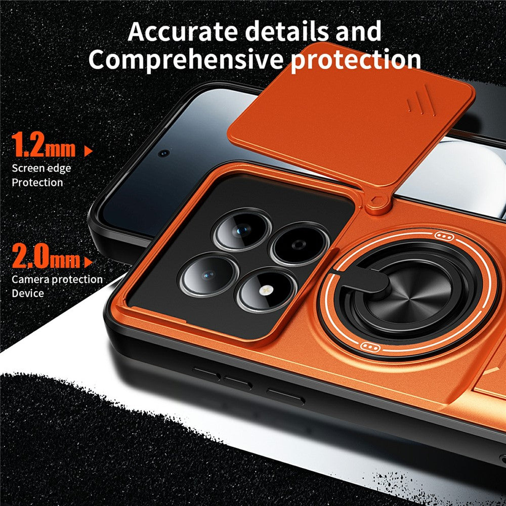 For Xiaomi Redmi Note 15 Pro 5G (Global) Magnetic Case Ring Holder Foldable Kickstand TPU PC Phone Cover with Camera Lens Slider