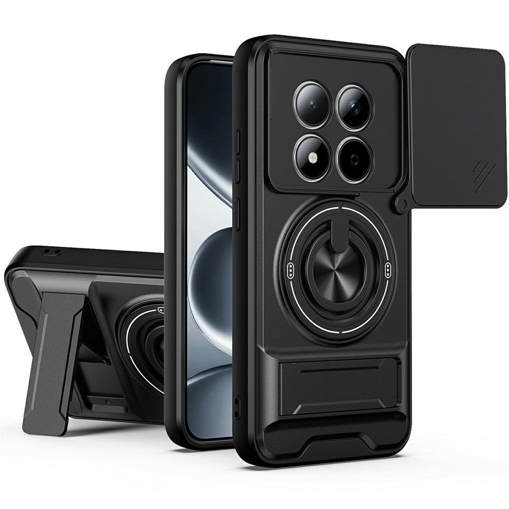 For Xiaomi Redmi Note 15 Pro 5G (Global) Magnetic Case Ring Holder Foldable Kickstand TPU PC Phone Cover with Camera Lens Slider